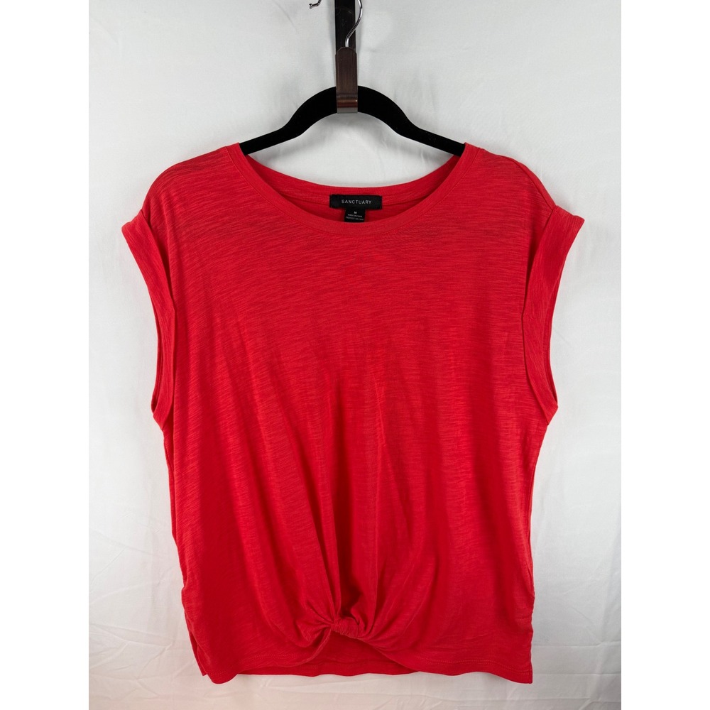 Sanctuary Womens Red Front Knot Slub‎ Knit Top Size Medium summer luxury
